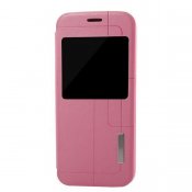 Stilfullt fodral med praktisk fönster rosa, Samsung Galaxy S6
