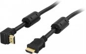 Deltaco HDMI-kabel v1.4 guldpläterad vinklad, 5m