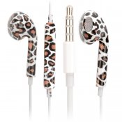 Leopardfärgade earpods, headset med fjärrkontroll