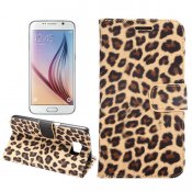 Leopardfärgat plånboksfodal med ställ till Samsung Galaxy S6