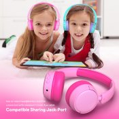Vikbara barnhörlurar, Bluetooth & 3.5mm, rosa