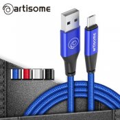 ARTISOME 1m Micro USB kabel, aluminiumbelädda kontakter