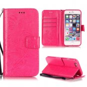 Läderfodral med kortplats fjäril, rosa, iPhone 6/6S