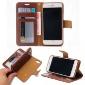 Plånboksfodral med äkta läder och löstagbart TPU skal, Brun, iPhone 7 Plus
