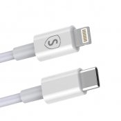 Vit USB-C till lightning kabel från SiGn, 2.4A, 12W, 1m