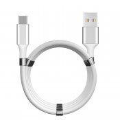 Magnetisk USB-C till USB-C kabel, 2A, 1.8m, vit