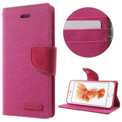 GOOSPERY Canvas plånboksfodral, Rosa, iPhone 7