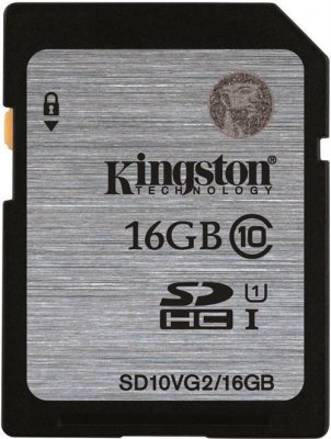 16GB SDHC minnedkort från Kingston, 45MB/s UHS-I Class 10