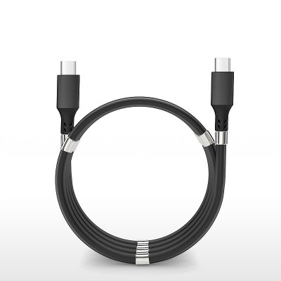 Magnetisk USB-C till USB-C kabel, 2A, 1.8m, svart