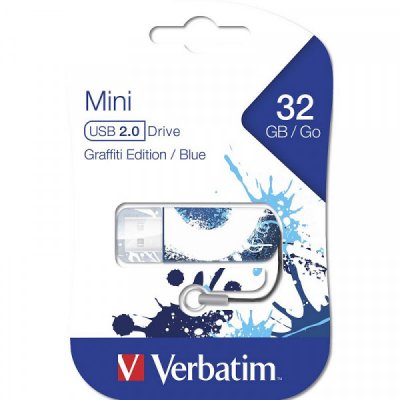 Verbatim Graffiti Edition, Mini USB-Stick USB 2.0, 32 GB, Blå