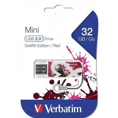 Verbatim Graffiti Edition, Mini USB-Stick USB 2.0, 32 GB, Röd